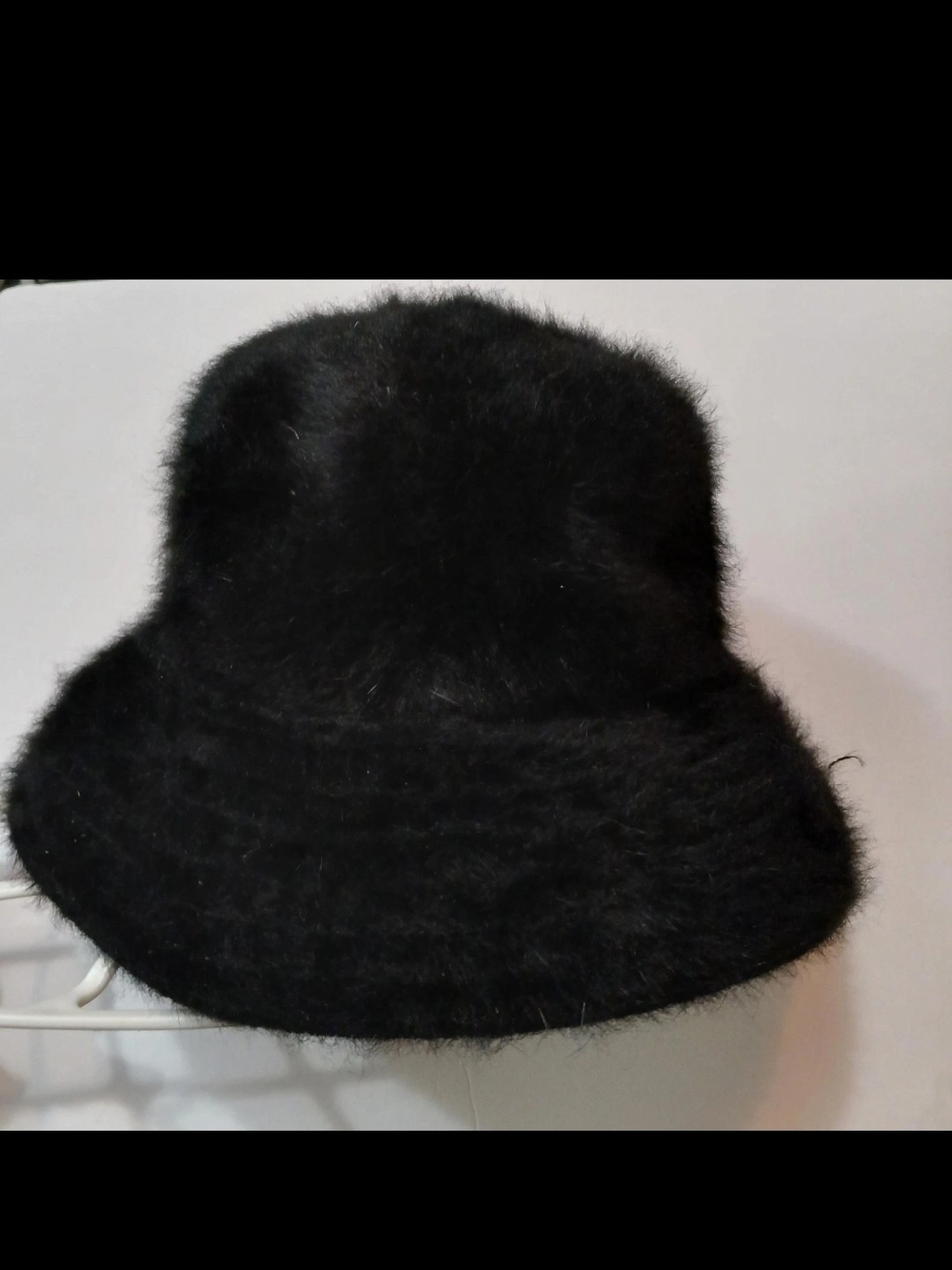 Kangol Black Faux Fur Bucket Hat for Women